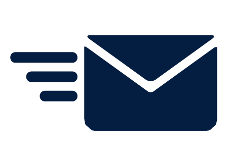 A blue envelope is shown in front of a black background.